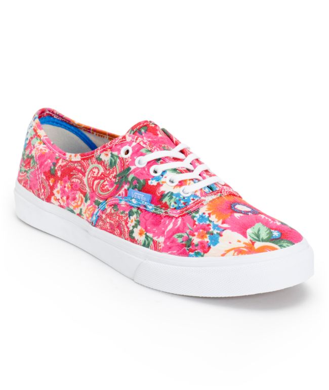pink vans with flowers